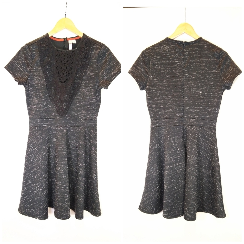 ALYA lace front skater fit and flare mini dress